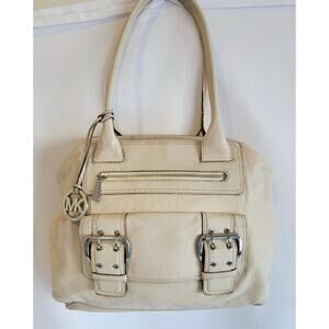 Michael Kors White Cream Off-White Leather Handbag w Buckles